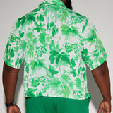 Camisa Abotonada Botanical Cropped - Verde