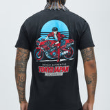 Camisa De Manga Corta Anime Moto Club - Negro