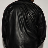 Camisa de imitación de cuero Bowery con botones - Negra