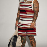 Chaleco Striped Sweater - Rojo/Combinado