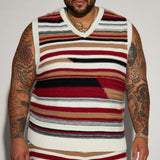 Chaleco Striped Sweater - Rojo/Combinado