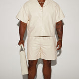 Camisa Abotonada Gotta Run Faux Croc Leather Cropped - Crema