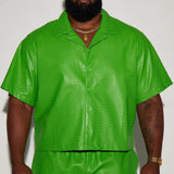 Camisa Abotonada Gotta Run Faux Croc Leather Cropped - Verde