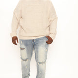 Suéter Tipo Jersey Heavy Ribbed - Crema