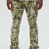 Pantalón Apilado De Pierna Ancha Manchester - Camuflaje