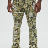Pantalón Apilado De Pierna Ancha Manchester - Camuflaje