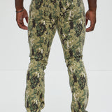 Pantalón Apilado De Pierna Ancha Manchester - Camuflaje