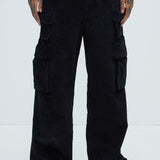 Pantalones Tipo Cargo Louie Corduroy - Negro