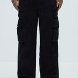 Pantalones Tipo Cargo Louie Corduroy - Negro