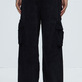 Pantalones Tipo Cargo Louie Corduroy - Negro