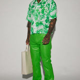 Camisa Abotonada Botanical Cropped - Verde