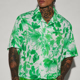 Camisa Abotonada Botanical Cropped - Verde