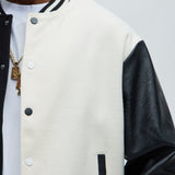 Chamarra Universitaria For The Books Faux Leather Sleeves Colorblock - Negro/Combinado