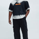 Camisa De Manga Corta Blurred Edition Fleece - Negro/Combinado