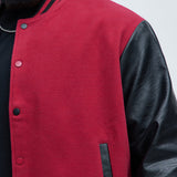 Chamarra Universitaria For The Books Faux Leather Sleeves Colorblock - Negro/Rojo