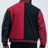 Chamarra Universitaria For The Books Faux Leather Sleeves Colorblock - Negro/Rojo