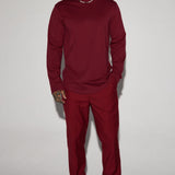 Camiseta Essential Long Sleeve Scallop - Vino Tinto