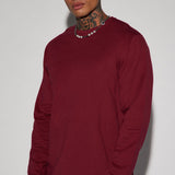 Camiseta Essential Long Sleeve Scallop - Vino Tinto
