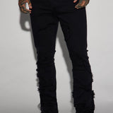 Pantalón Fray Paneled Stacked Skinny Flared - Negro