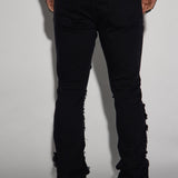 Pantalón Fray Paneled Stacked Skinny Flared - Negro