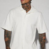 Camisa Abotonada Dean Textured Short Sleeve - Blanco