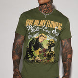 Camisa De Manga Corta Give Me My Flowers - Verde Oscuro