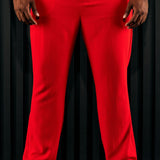 Dar
 Pantalones de talle alto con abertura de la hora dorada - Rojo