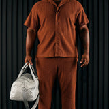 Camisa Abotonada Dean Textured Short Sleeve - Chocolate