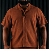 Camisa Abotonada Dean Textured Short Sleeve - Chocolate