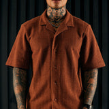 Camisa Abotonada Dean Textured Short Sleeve - Chocolate