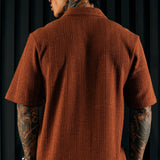 Camisa Abotonada Dean Textured Short Sleeve - Chocolate