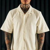 Camisa Abotonada Dean Textured Short Sleeve - Crema