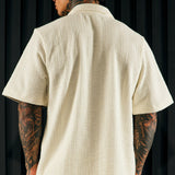 Camisa Abotonada Dean Textured Short Sleeve - Crema