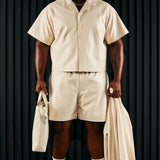Camisa Abotonada Gotta Run Faux Croc Leather Cropped - Crema