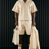 Camisa Abotonada Gotta Run Faux Croc Leather Cropped - Crema