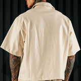 Camisa Abotonada Gotta Run Faux Croc Leather Cropped - Crema