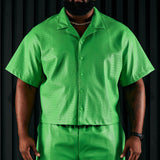 Camisa Abotonada Gotta Run Faux Croc Leather Cropped - Verde