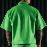 Camisa Abotonada Gotta Run Faux Croc Leather Cropped - Verde