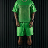 Camiseta Gotta Run Faux Crocodile Leather Mesh Oversized - Verde