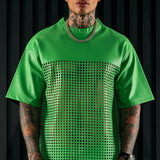 Camiseta Gotta Run Faux Crocodile Leather Mesh Oversized - Verde