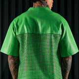 Camiseta Gotta Run Faux Crocodile Leather Mesh Oversized - Verde