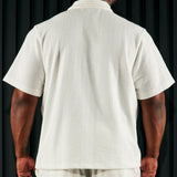 Camisa de Manga Corta con Textura de Botones - Blanco