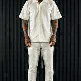 Camisa Abotonada Dean Textured Short Sleeve - Blanco