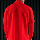 Camisa de manga larga con botones de textura Dean - Roja