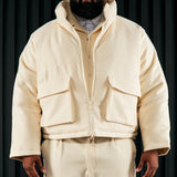 Abrigo acolchado Wilder en tejido texturizado corto - Crema.