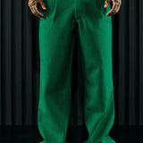 Pantalones acampanados con aberturas en tejido texturizado Wilder - Verde