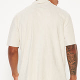 Camisa Wavy Textured Short Sleeve Cuban - Hueso