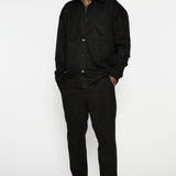 Camisa Abotonada Dre Faux Suede Long Sleeve - Negro
