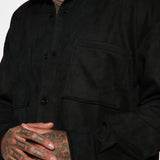 Camisa Abotonada Dre Faux Suede Long Sleeve - Negro
