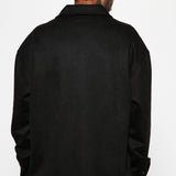 Camisa Abotonada Dre Faux Suede Long Sleeve - Negro